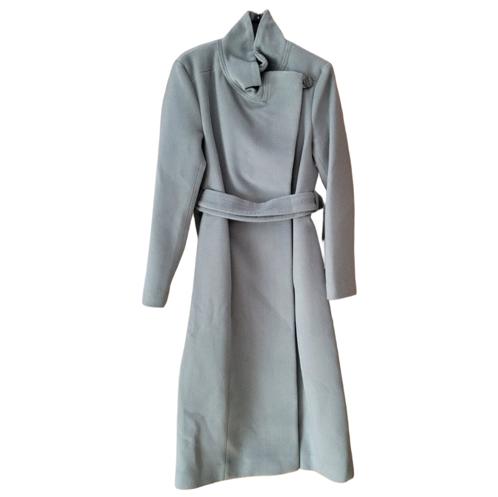 Kenneth Cole Sage Green Belted Wool Blend Long Walking Trench Coat Size 14 New - Picture 3 of 11